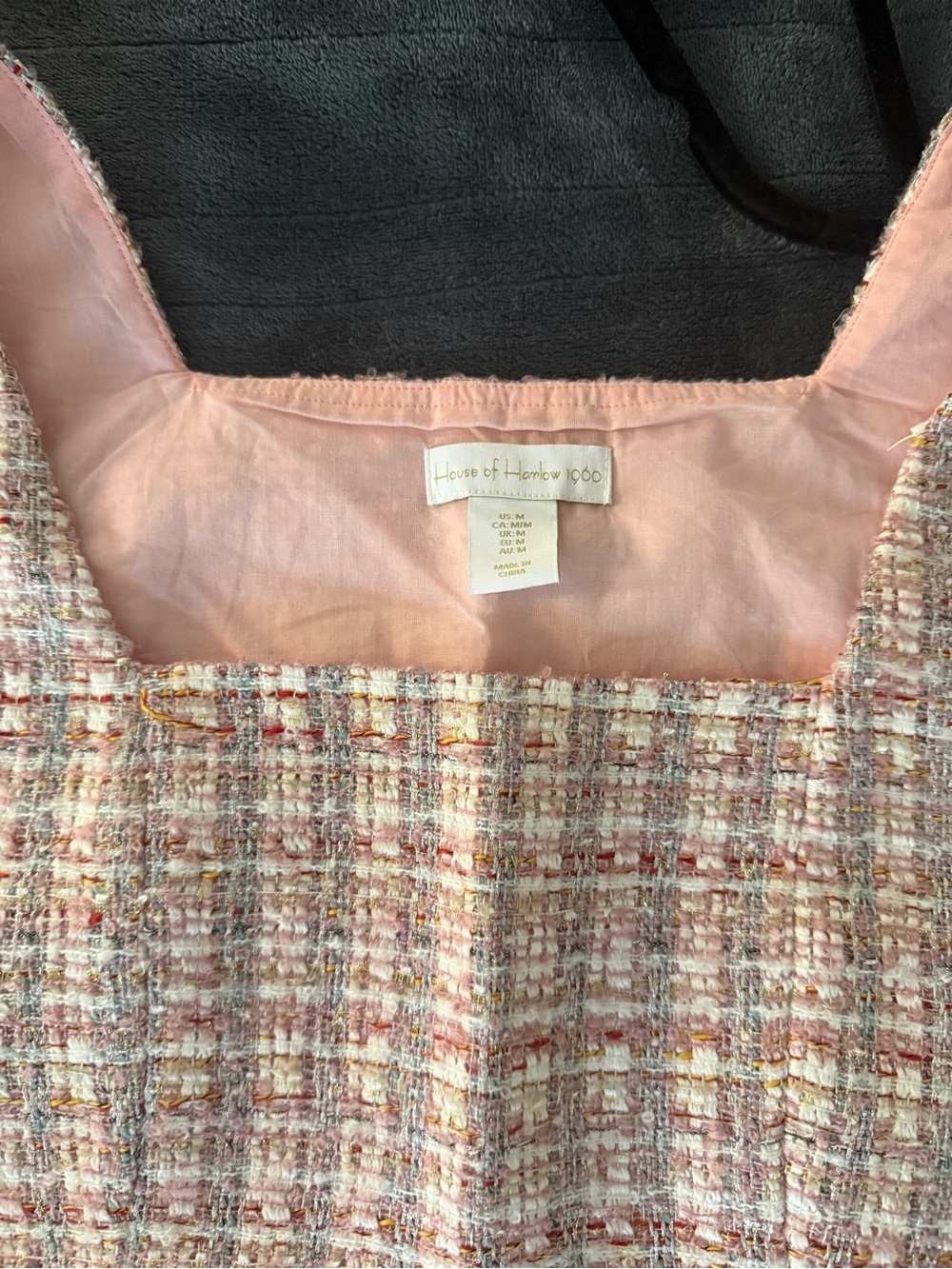House of Harlow 1960 Pink Tweed Crop Top and Button Front Skirt Set - Picture 2 of 4